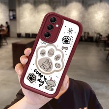 HONTINGA Samsung Galaxy M14 ile Uyumlu Kılıfı Düşüme Önleyici Basitlik Anti Düşme Kamera Korumali Köpek Bordo Desen Yumuşak Silikon Telefon Kılıfı Kadın ve Erkek Için Uygundur K2-7230