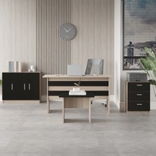 Bega Abce Ofis Büro Masa Takımı 3 Renk Meşe Siyah BEG12-OB
