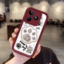 HONTINGA Realme C53 ile Uyumlu Kılıfı Düşüme Önleyici Basitlik Anti Düşme Kamera Korumali Köpek Bordo Desen Yumuşak Silikon Telefon Kılıfı Kadın ve Erkek Için Uygundur K2-7230