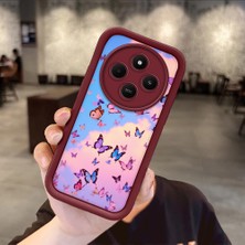 HONTINGA Xiaomi Redmi 14C ile Uyumlu Kılıfı Düşüme Önleyici Basitlik Anti Düşme Kamera Korumali Kelebek Bordo Desen Yumuşak Silikon Telefon Kılıfı Kadın ve Erkek Için Uygundur K2-7227