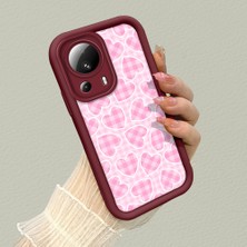 HONTINGA Xiaomi Mi 13 Lite ile Uyumlu Kılıfı Düşüme Önleyici Basitlik Anti Düşme Kamera Korumali Leopar Kalp Bordo Desen Yumuşak Silikon Telefon Kılıfı Kadın ve Erkek Için Uygundur K2-7228