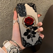 HONTINGA Samsung Galaxy A52S 5g ile Uyumlu Kılıfı Silikon Kenar Sert Arka Düşüme Önleyici Basitlik Anti Düşme Kamera Korumali Gül Desen Telefon Kılıfı Kadın ve Erkek Için Uygundur K1-0867