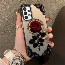 HONTINGA Samsung Galaxy A73 ile Uyumlu Kılıfı Silikon Kenar Sert Arka Düşüme Önleyici Basitlik Anti Düşme Kamera Korumali Gül Desen Telefon Kılıfı Kadın ve Erkek Için Uygundur K1-0867