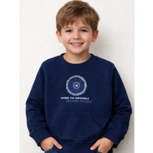 Bebolly Bisiklet Yaka Baskılı Cepli Sweartshirt Parçalı Becomes Baskılı Gri Unisex