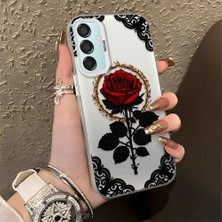 HONTINGA Samsung Galaxy M15 ile Uyumlu Kılıfı Silikon Kenar Sert Arka Düşüme Önleyici Basitlik Anti Düşme Kamera Korumali Gül Desen Telefon Kılıfı Kadın ve Erkek Için Uygundur K1-0867