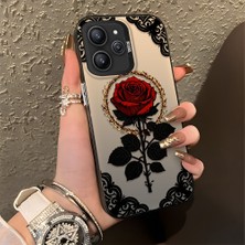 HONTINGA Xiaomi Redmi 12 ile Uyumlu Kılıfı Silikon Kenar Sert Arka Düşüme Önleyici Basitlik Anti Düşme Kamera Korumali Gül Desen Telefon Kılıfı Kadın ve Erkek Için Uygundur K1-0867