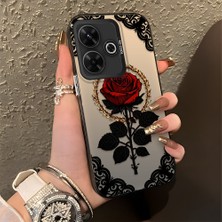 HONTINGA Xiaomi Redmi 13 ile Uyumlu Kılıfı Silikon Kenar Sert Arka Düşüme Önleyici Basitlik Anti Düşme Kamera Korumali Gül Desen Telefon Kılıfı Kadın ve Erkek Için Uygundur K1-0867