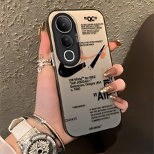 HONTINGA Vivo V50 Lite ile Uyumlu Kılıfı Silikon Kenar Sert Arka Düşüme Önleyici Basitlik Anti Düşme Kamera Korumali Streetwear Desen Telefon Kılıfı Kadın ve Erkek Için Uygundur K1-0870