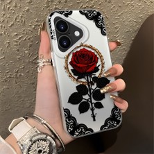 HONTINGA iPhone 17 ile Uyumlu Kılıfı Silikon Kenar Sert Arka Düşüme Önleyici Basitlik Anti Düşme Kamera Korumali Gül Desen Telefon Kılıfı Kadın ve Erkek Için Uygundur K1-0867