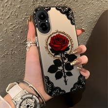 HONTINGA Realme C67 ile Uyumlu Kılıfı Silikon Kenar Sert Arka Düşüme Önleyici Basitlik Anti Düşme Kamera Korumali Gül Desen Telefon Kılıfı Kadın ve Erkek Için Uygundur K1-0867