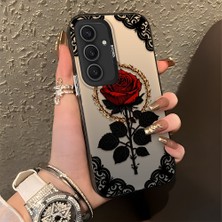 HONTINGA Samsung Galaxy S25 Plus ile Uyumlu Kılıfı Silikon Kenar Sert Arka Düşüme Önleyici Basitlik Anti Düşme Kamera Korumali Gül Desen Telefon Kılıfı Kadın ve Erkek Için Uygundur K1-0867