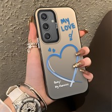 HONTINGA Samsung Galaxy S24 ile Uyumlu Kılıfı Silikon Kenar Sert Arka Düşüme Önleyici Basitlik Anti Düşme Kamera Korumali Kalp Desen Telefon Kılıfı Kadın ve Erkek Için Uygundur K1-0868