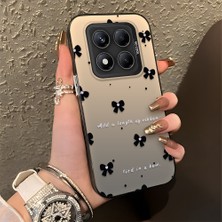 HONTINGA Xiaomi Redmi Note 14 Pro 5g ile Uyumlu Kılıfı Silikon Kenar Sert Arka Düşüme Önleyici Basitlik Anti Düşme Kamera Korumali Küçük Fiyonk Desen Telefon Kılıfı Kadın ve Erkek Için Uygundur K1-0871