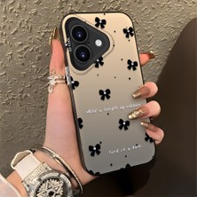 HONTINGA iPhone 16 Plus ile Uyumlu Kılıfı Silikon Kenar Sert Arka Düşüme Önleyici Basitlik Anti Düşme Kamera Korumali Küçük Fiyonk Desen Telefon Kılıfı Kadın ve Erkek Için Uygundur K1-0871