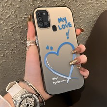 HONTINGA Samsung Galaxy A21S ile Uyumlu Kılıfı Silikon Kenar Sert Arka Düşüme Önleyici Basitlik Anti Düşme Kamera Korumali Kalp Desen Telefon Kılıfı Kadın ve Erkek Için Uygundur K1-0868