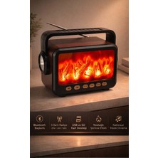 FaroxTech Şömine Görünümlü Dekoratif Nostaljik Radyo & Bluetooth Hoparlör - Çok Fonksiyonlu El Feneri