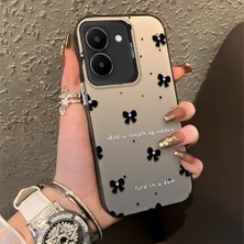 HONTINGA Vivo Y36 ile Uyumlu Kılıfı Silikon Kenar Sert Arka Düşüme Önleyici Basitlik Anti Düşme Kamera Korumali Küçük Fiyonk Desen Telefon Kılıfı Kadın ve Erkek Için Uygundur K1-0871