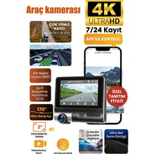 Conio 4K Ultra Hd Akıllı Araç Kamerası Dash Cam | Ön 4K + Arka 2k Çift Kayıt, 170° Geniş Açı, Adas, Bsd Kör Nokta Uyarısı, 3 Inç Dokunmatik Ekran, Wifi App Kontrol, G-Sensör, 7/24 Park Izleme, Gece Görüş