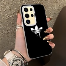 HONTINGA Samsung Galaxy S24 Ultra ile Uyumlu Kılıfı Silikon Kenar Sert Arka Düşüme Önleyici Basitlik Anti Düşme Kamera Korumali Marka Desen Telefon Kılıfı Kadın ve Erkek Için Uygundur K1-0869