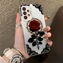 HONTINGA Samsung Galaxy A33 ile Uyumlu Kılıfı Silikon Kenar Sert Arka Düşüme Önleyici Basitlik Anti Düşme Kamera Korumali Gül Desen Telefon Kılıfı Kadın ve Erkek Için Uygundur K1-0867