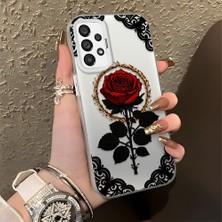 HONTINGA Samsung Galaxy A73 ile Uyumlu Kılıfı Silikon Kenar Sert Arka Düşüme Önleyici Basitlik Anti Düşme Kamera Korumali Gül Desen Telefon Kılıfı Kadın ve Erkek Için Uygundur K1-0867