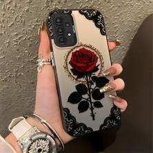 HONTINGA Samsung Galaxy A04S ile Uyumlu Kılıfı Silikon Kenar Sert Arka Düşüme Önleyici Basitlik Anti Düşme Kamera Korumali Gül Desen Telefon Kılıfı Kadın ve Erkek Için Uygundur K1-0867