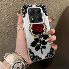 HONTINGA Poco X7 ile Uyumlu Kılıfı Silikon Kenar Sert Arka Düşüme Önleyici Basitlik Anti Düşme Kamera Korumali Gül Desen Telefon Kılıfı Kadın ve Erkek Için Uygundur K1-0867
