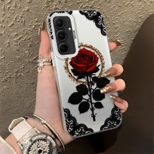 HONTINGA Samsung Galaxy A55 ile Uyumlu Kılıfı Silikon Kenar Sert Arka Düşüme Önleyici Basitlik Anti Düşme Kamera Korumali Gül Desen Telefon Kılıfı Kadın ve Erkek Için Uygundur K1-0867