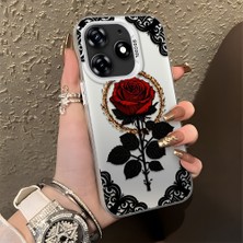 HONTINGA Tecno Spark 10 Pro ile Uyumlu Kılıfı Silikon Kenar Sert Arka Düşüme Önleyici Basitlik Anti Düşme Kamera Korumali Gül Desen Telefon Kılıfı Kadın ve Erkek Için Uygundur K1-0867