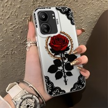 HONTINGA Xiaomi Redmi 13C ile Uyumlu Kılıfı Silikon Kenar Sert Arka Düşüme Önleyici Basitlik Anti Düşme Kamera Korumali Gül Desen Telefon Kılıfı Kadın ve Erkek Için Uygundur K1-0867