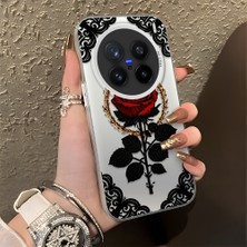 HONTINGA Vivo X200 Pro ile Uyumlu Kılıfı Silikon Kenar Sert Arka Düşüme Önleyici Basitlik Anti Düşme Kamera Korumali Gül Desen Telefon Kılıfı Kadın ve Erkek Için Uygundur K1-0867