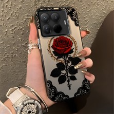 HONTINGA Xiaomi 15T Pro ile Uyumlu Kılıfı Silikon Kenar Sert Arka Düşüme Önleyici Basitlik Anti Düşme Kamera Korumali Gül Desen Telefon Kılıfı Kadın ve Erkek Için Uygundur K1-0867