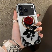 HONTINGA iPhone 17 Pro Max ile Uyumlu Kılıfı Silikon Kenar Sert Arka Düşüme Önleyici Basitlik Anti Düşme Kamera Korumali Gül Desen Telefon Kılıfı Kadın ve Erkek Için Uygundur K1-0867