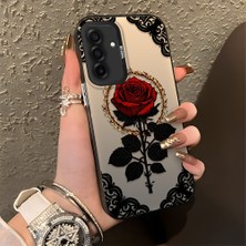 HONTINGA Samsung Galaxy A26 ile Uyumlu Kılıfı Silikon Kenar Sert Arka Düşüme Önleyici Basitlik Anti Düşme Kamera Korumali Gül Desen Telefon Kılıfı Kadın ve Erkek Için Uygundur K1-0867