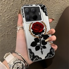 HONTINGA Xiaomi 15T Pro ile Uyumlu Kılıfı Silikon Kenar Sert Arka Düşüme Önleyici Basitlik Anti Düşme Kamera Korumali Gül Desen Telefon Kılıfı Kadın ve Erkek Için Uygundur K1-0867