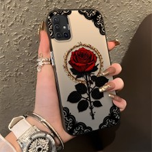 HONTINGA Samsung Galaxy A51 ile Uyumlu Kılıfı Silikon Kenar Sert Arka Düşüme Önleyici Basitlik Anti Düşme Kamera Korumali Gül Desen Telefon Kılıfı Kadın ve Erkek Için Uygundur K1-0867