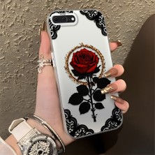 HONTINGA iPhone 8 Plus ile Uyumlu Kılıfı Silikon Kenar Sert Arka Düşüme Önleyici Basitlik Anti Düşme Kamera Korumali Gül Desen Telefon Kılıfı Kadın ve Erkek Için Uygundur K1-0867