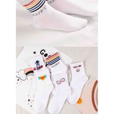 BGK Çorap 5 Çift Kadın Happy Desenli Çorap