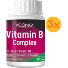Vonka Voonka Vitamin B Complex B Vitamini Içeren 60 Tablet - 3 Adet (180 Tablet) - Dezenfektan Hediyeli (%72 Alkol)