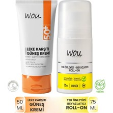 WOU World of Unique WOU Güneş Kremi SPF50+ 50 ml ve Roll-On 75 ml Suya Dayanıklı Set Tüm Cilt Tiplerine Uygun