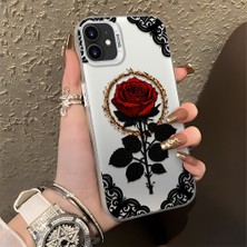 HONTINGA iPhone 12 Mini ile Uyumlu Kılıfı Silikon Kenar Sert Arka Düşüme Önleyici Basitlik Anti Düşme Kamera Korumali Gül Desen Telefon Kılıfı Kadın ve Erkek Için Uygundur K1-0867