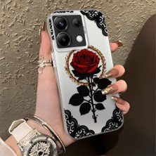 HONTINGA Poco X6 5g ile Uyumlu Kılıfı Silikon Kenar Sert Arka Düşüme Önleyici Basitlik Anti Düşme Kamera Korumali Gül Desen Telefon Kılıfı Kadın ve Erkek Için Uygundur K1-0867