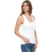 Tutku Elit Kadın Atlet 2002 Beyaz Geniş Askılı Esnek Kumaş %47 Modal %47 Pamuk