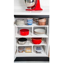 Özbience Genişletilebilir Beyaz Dolap ve Tezgah Organizeri Raf, Pratik ve Şık Kullanım