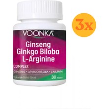 Vonka Voonka Ginseng Ginkgo Biloba 30 Kapsül - 3 Adet (90 Kapsül) - Dezenfektan Hediyeli (%72 Alkol)