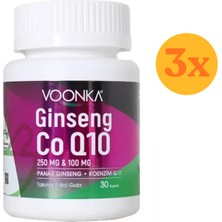 Vonka Voonka Ginseng COQ10 Koenzim 30 Kapsül - 3 Adet (90 Kapsül) - Dezenfektan Hediyeli (%72 Alkol)
