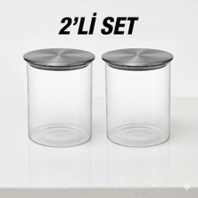 Edenza Metal Kapaklı 850ML Yuvarlak Cam Kavanoz – Şeffaf Saklama Kabı 2'li Set