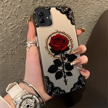 HONTINGA Samsung Galaxy A04E ile Uyumlu Kılıfı Silikon Kenar Sert Arka Düşüme Önleyici Basitlik Anti Düşme Kamera Korumali Gül Desen Telefon Kılıfı Kadın ve Erkek Için Uygundur K1-0867