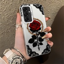 HONTINGA Samsung Galaxy A16 ile Uyumlu Kılıfı Silikon Kenar Sert Arka Düşüme Önleyici Basitlik Anti Düşme Kamera Korumali Gül Desen Telefon Kılıfı Kadın ve Erkek Için Uygundur K1-0867