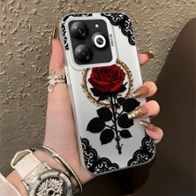 HONTINGA Infinix Smart 8 ile Uyumlu Kılıfı Silikon Kenar Sert Arka Düşüme Önleyici Basitlik Anti Düşme Kamera Korumali Gül Desen Telefon Kılıfı Kadın ve Erkek Için Uygundur K1-0867